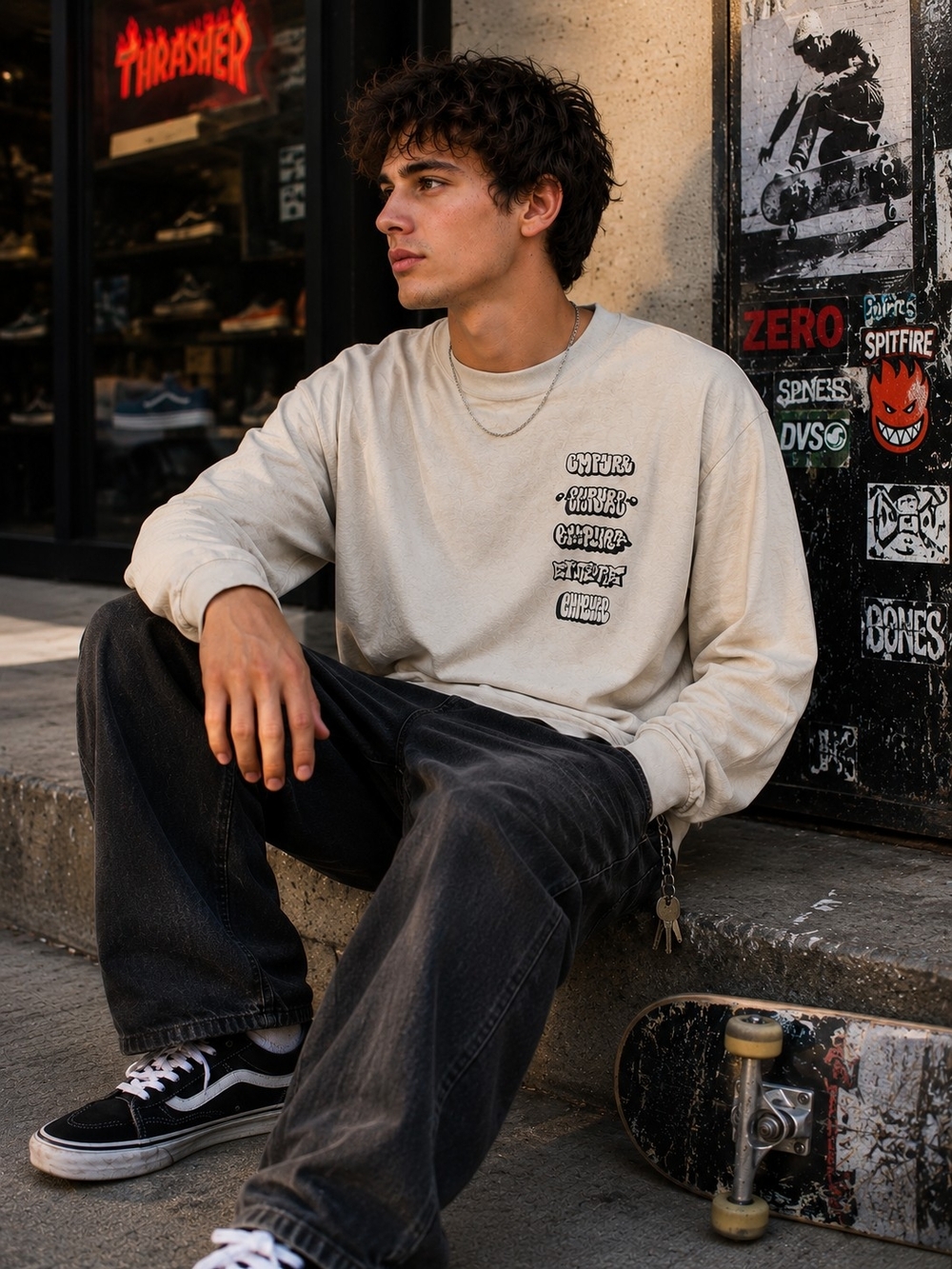 Vtg Y2k Empyre Men's Long-Sleeve Graphic Tee White